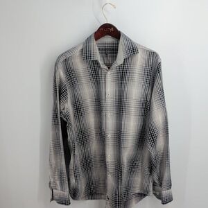 Tailorbyrd Classic Fit Check Long Sleeve Classic Button-Up Shirt Black Gray